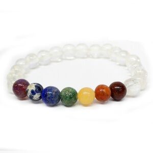 Crystal quartz stone bead bracelet